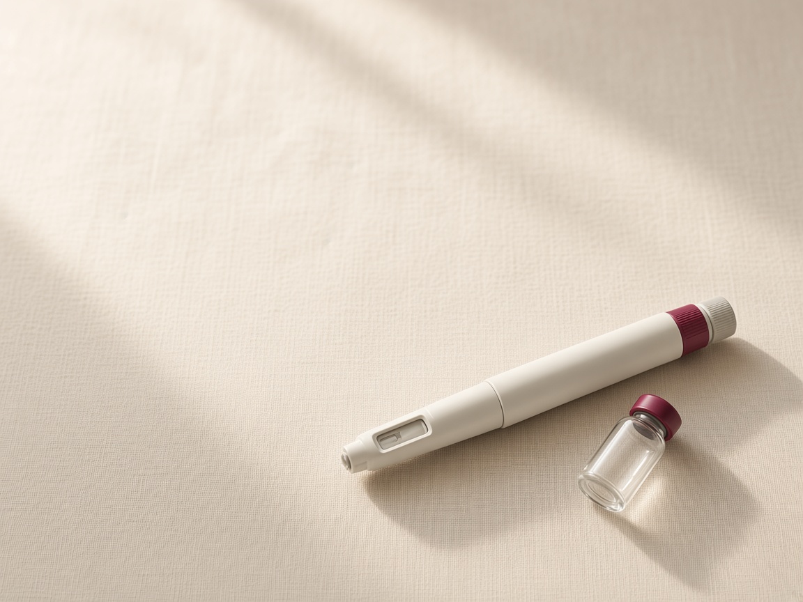 AI-generated mockup: generic unbranded pen and vial